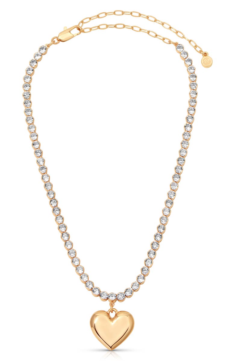Ettika Luminous Love Tennis Necklace, Alternate, color, Gold