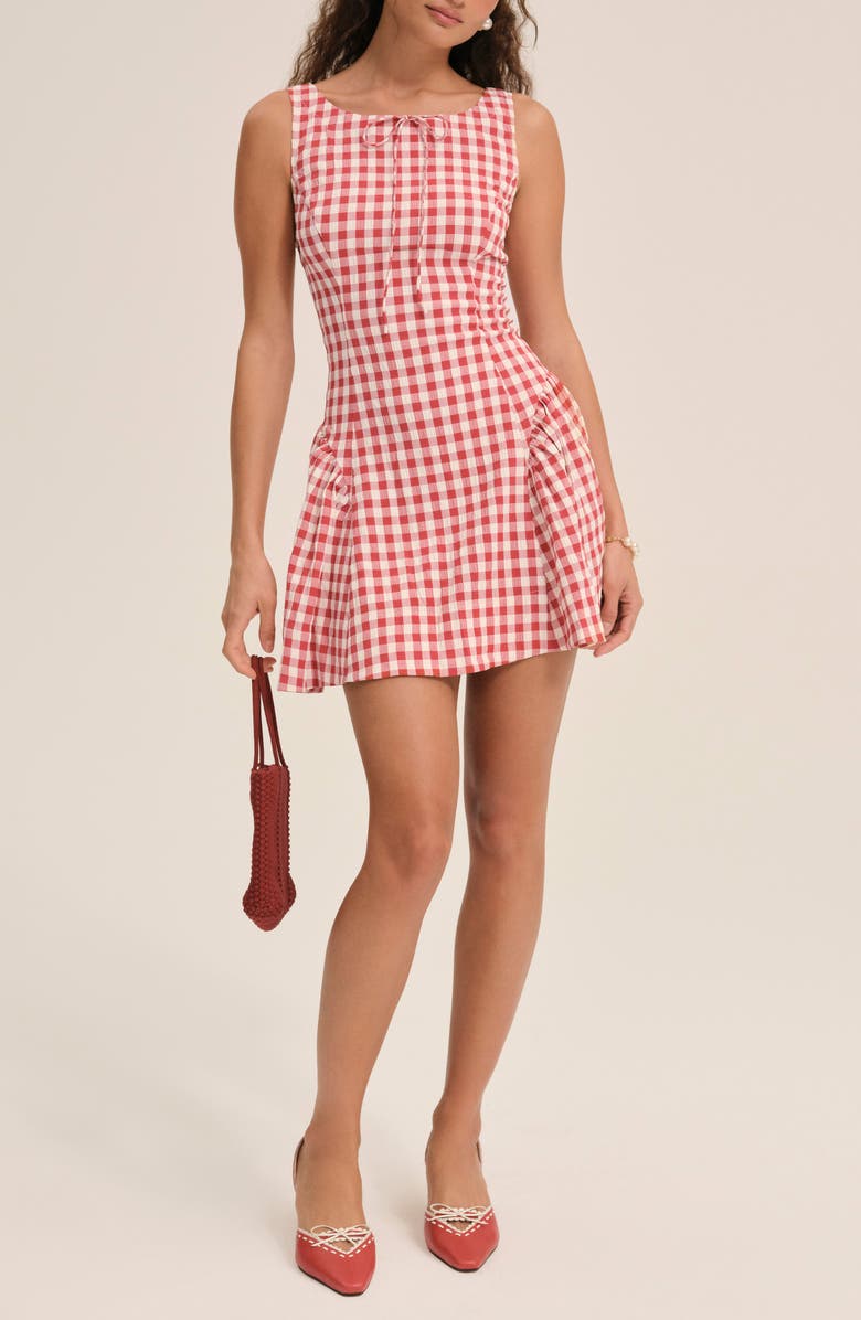 For Love & Lemons Scotch Bonnet Gingham Minidress, Main, color, Red