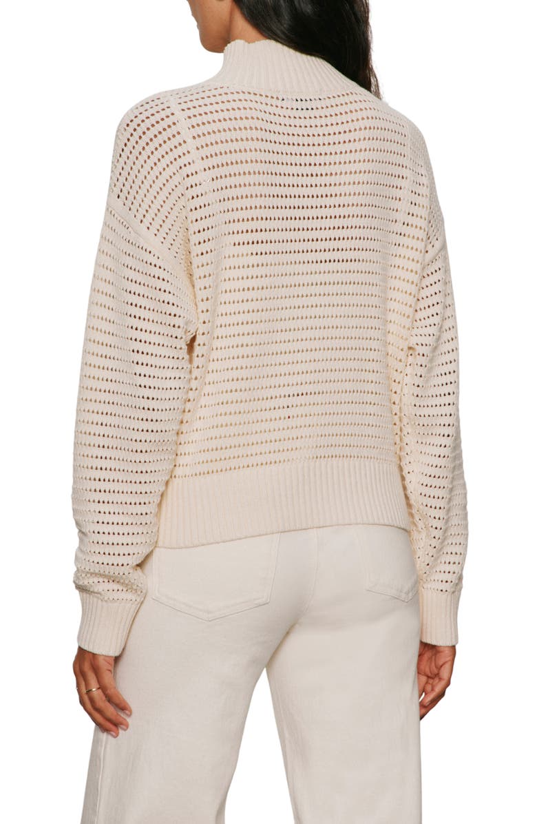 Sanctuary Open Stitch Half-Zip Cotton Blend Sweater, Alternate, color, Collagen White