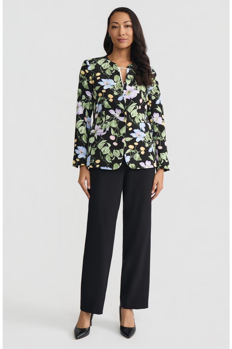 Floral Print One-Button Jacket, Alternate, color, BLACK MULTI