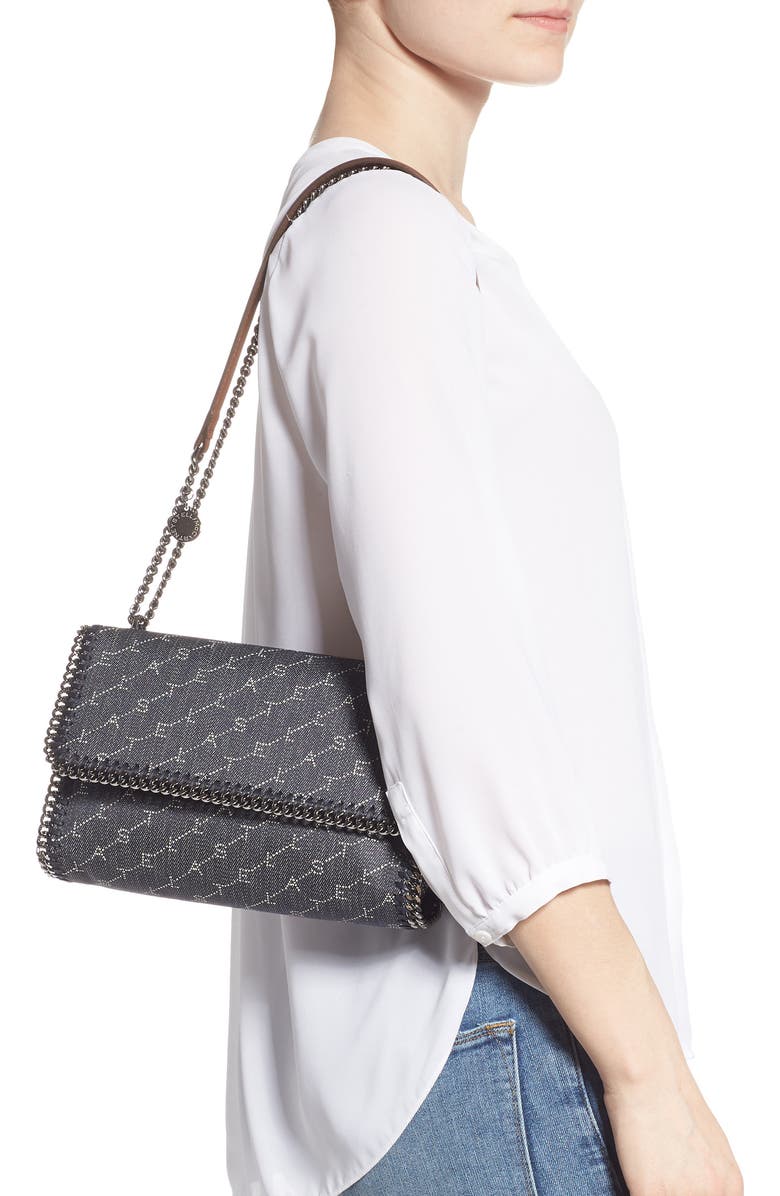 Stella McCartney Falabella Logo Denim Shoulder Bag, Alternate, color,