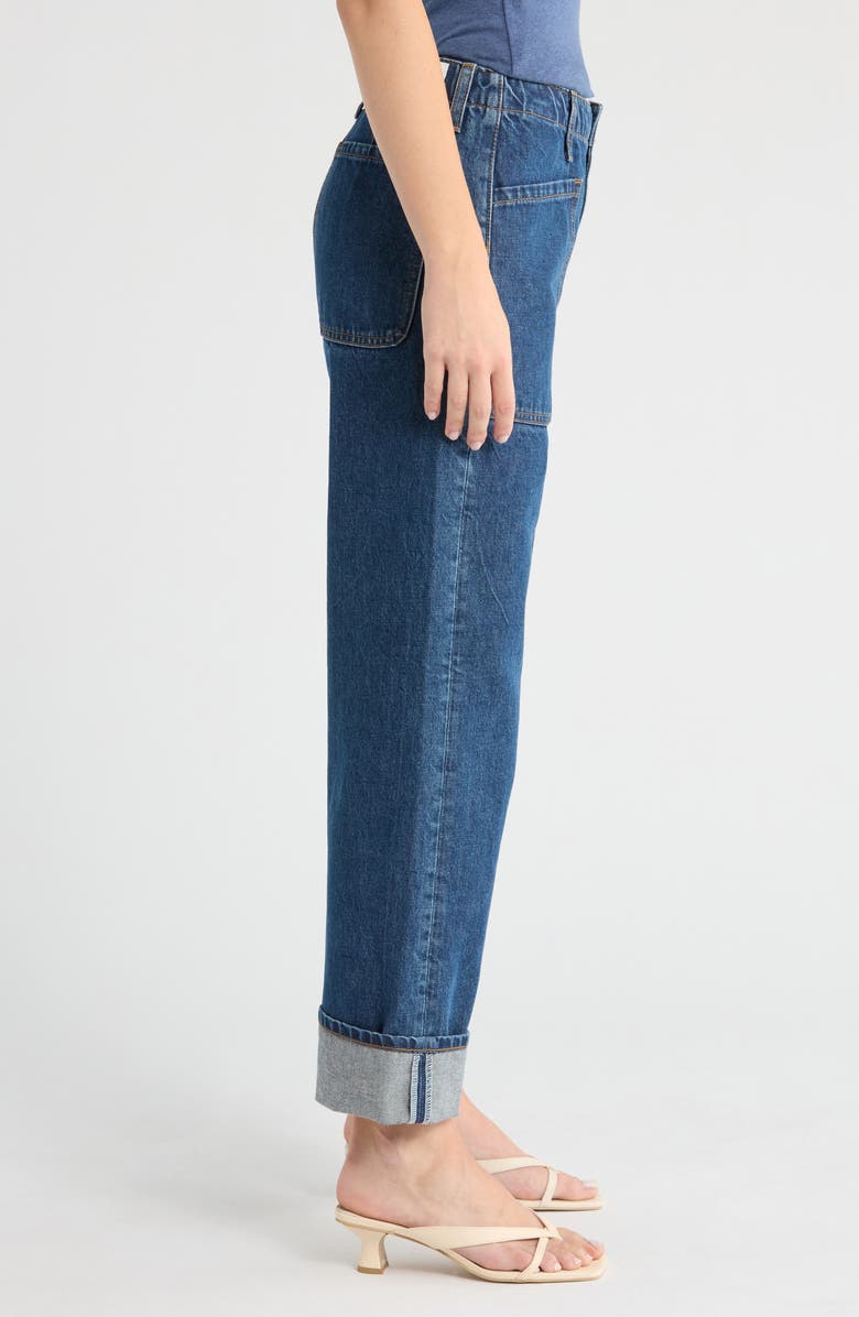 Re/Done The Bender High Waist Cuff Straight Leg Jeans, Alternate, color, Rustic Indigo