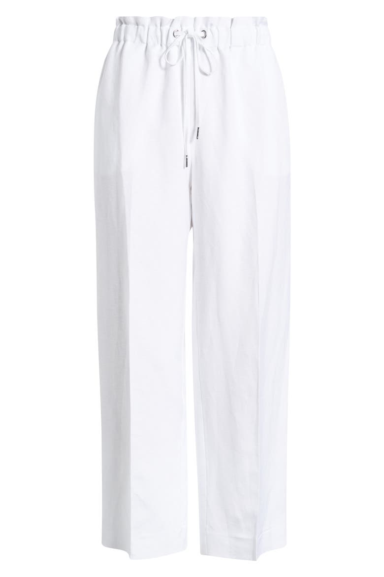 Linen Blend Drawstring Pants, Alternate, color, CRISP WHITE