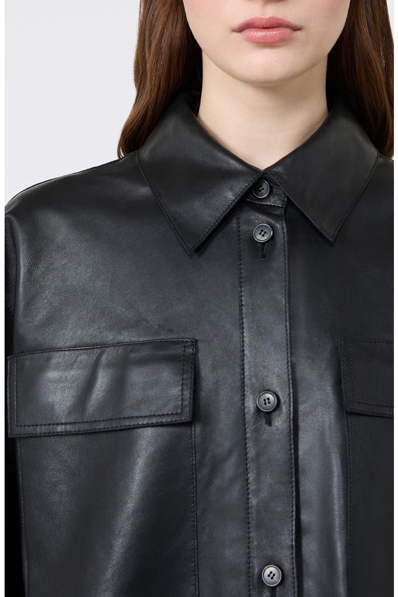 Piovra Leather Jacket, Alternate, color, BLACK