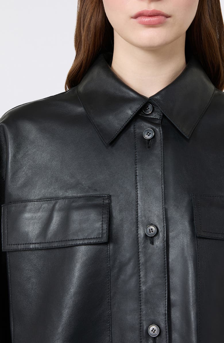 Weekend Max Mara Piovra Leather Jacket, Alternate, color, Black