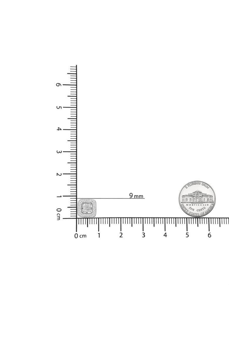 Haus of Brilliance 10K White Gold 1.0 Cttw Round and Princess Diamond Composite Halo Stud Earrings, Alternate, color, White