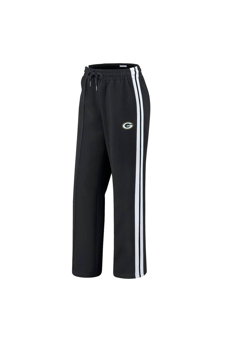 Women's WEAR by Erin Andrews Black Green Bay Packers Color-Block Straight Leg Pants, Alternate, color, Black
