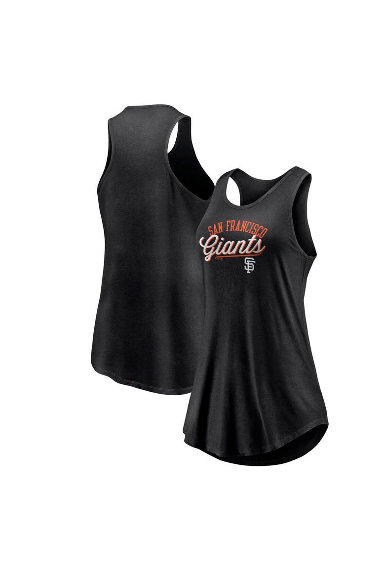 Women's Fanatics Branded Black San Francisco Giants Simplicity Swing Racerback Scoop Neck Tank Top, Main, color, Black