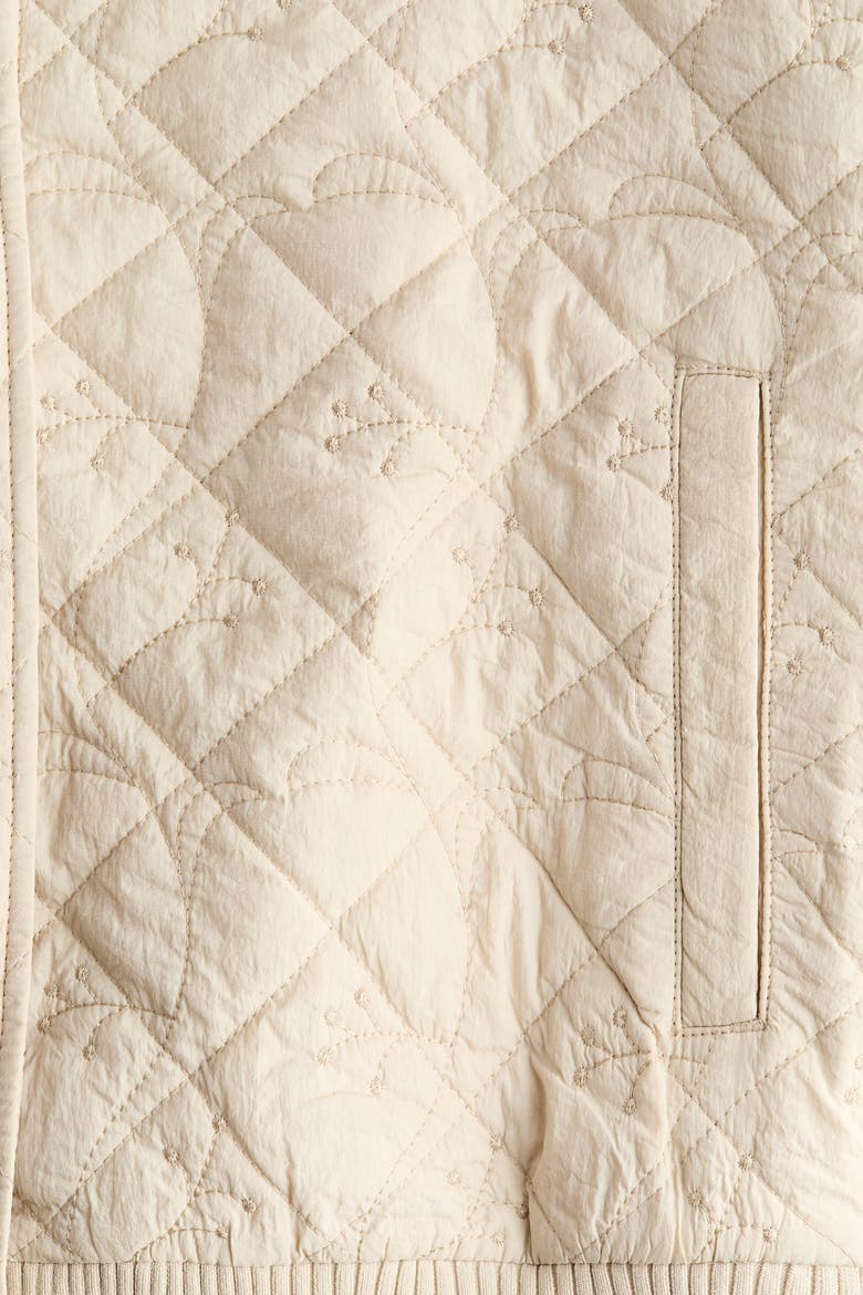 Quilted Bomber Jacket, Alternate, color, Light beige