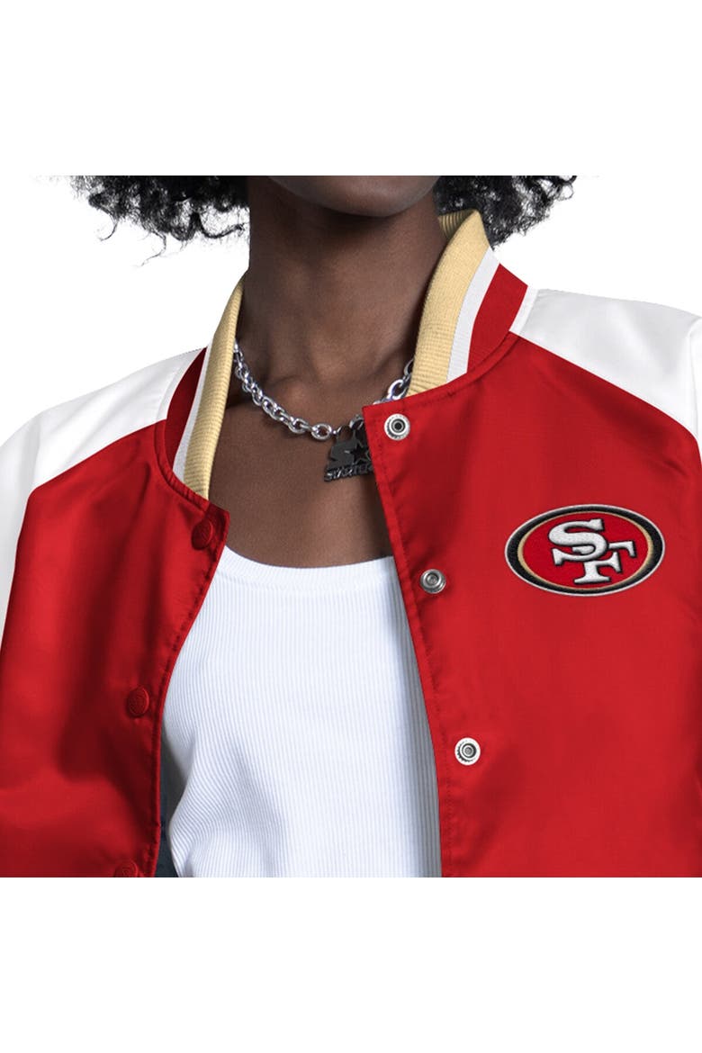 Women's Starter  Scarlet/White San Francisco 49ers Raglan Blitz Full-Snap Varsity Jacket, Alternate, color, Scarlet