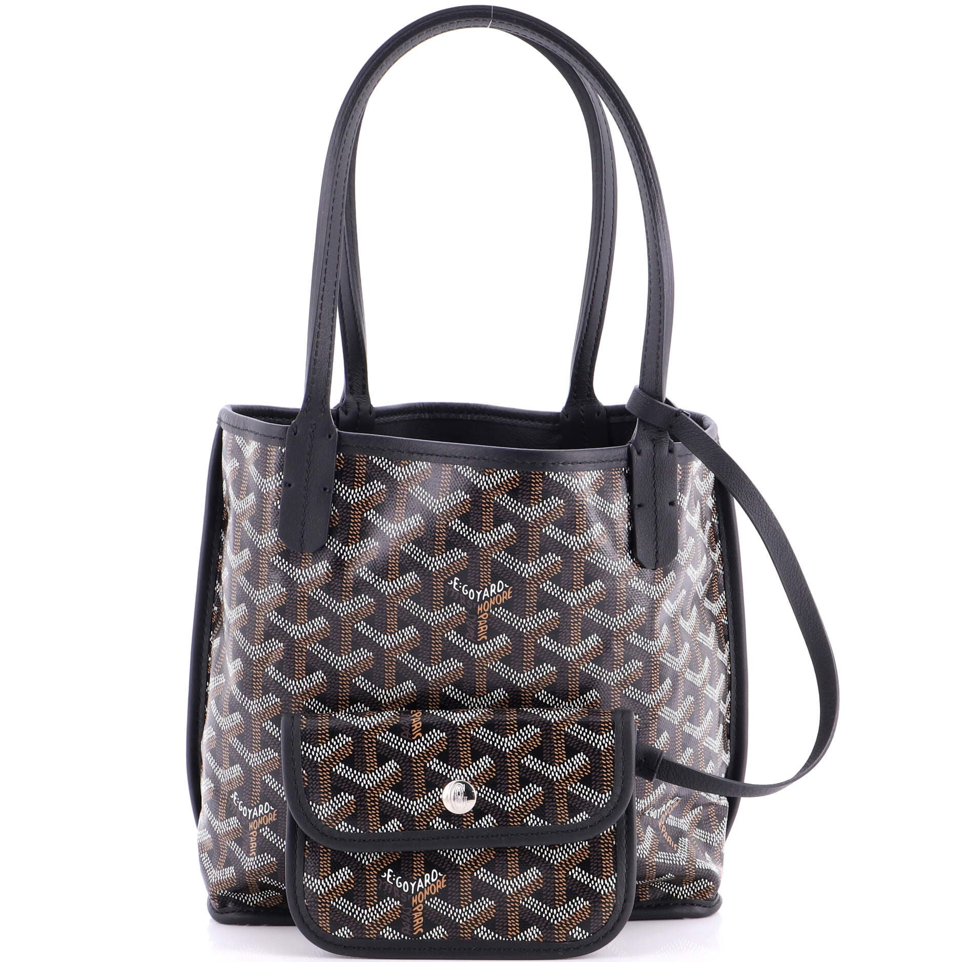 Pre-Owned Goyard Anjou Reversible Tote Coated Canvas Mini, Alternate, color, Black