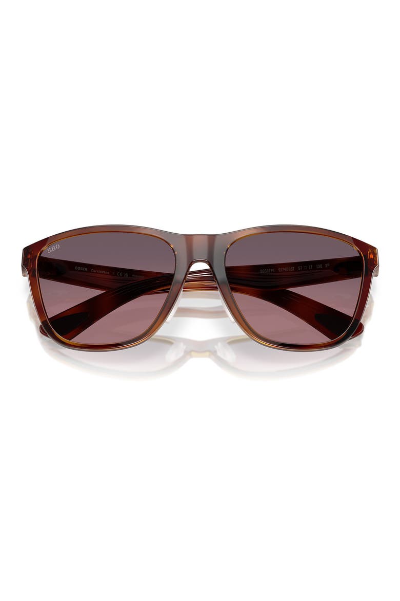 57mm Polarized Rectangular Sunglasses, Alternate, color, TORTOISE/ ROSE GRADIENT 580G