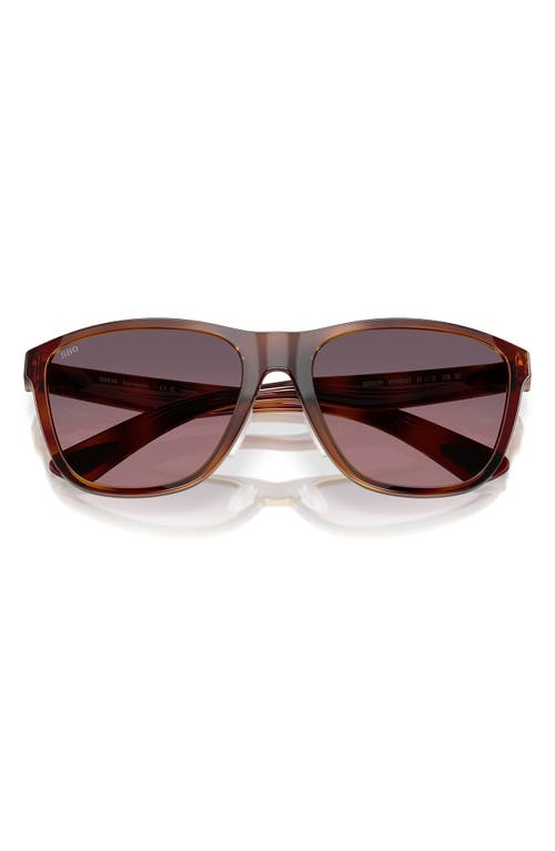 Costa Del Mar 57mm Polarized Rectangular Sunglasses In Tortoise/rose Gradient 580g