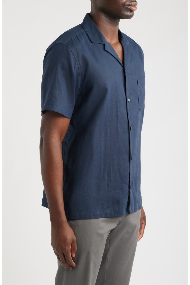 Relaxed Fit Linen Camp Shirt, Alternate, color, TRUE NAVY