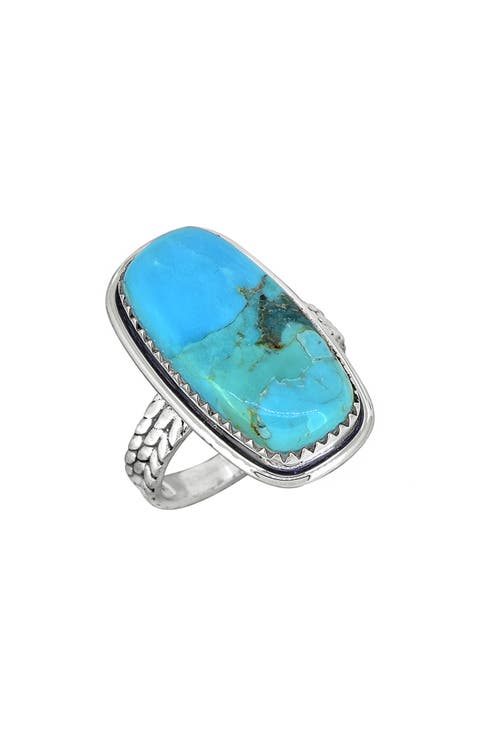 Sterling Silver Rectangular Turquoise Ring