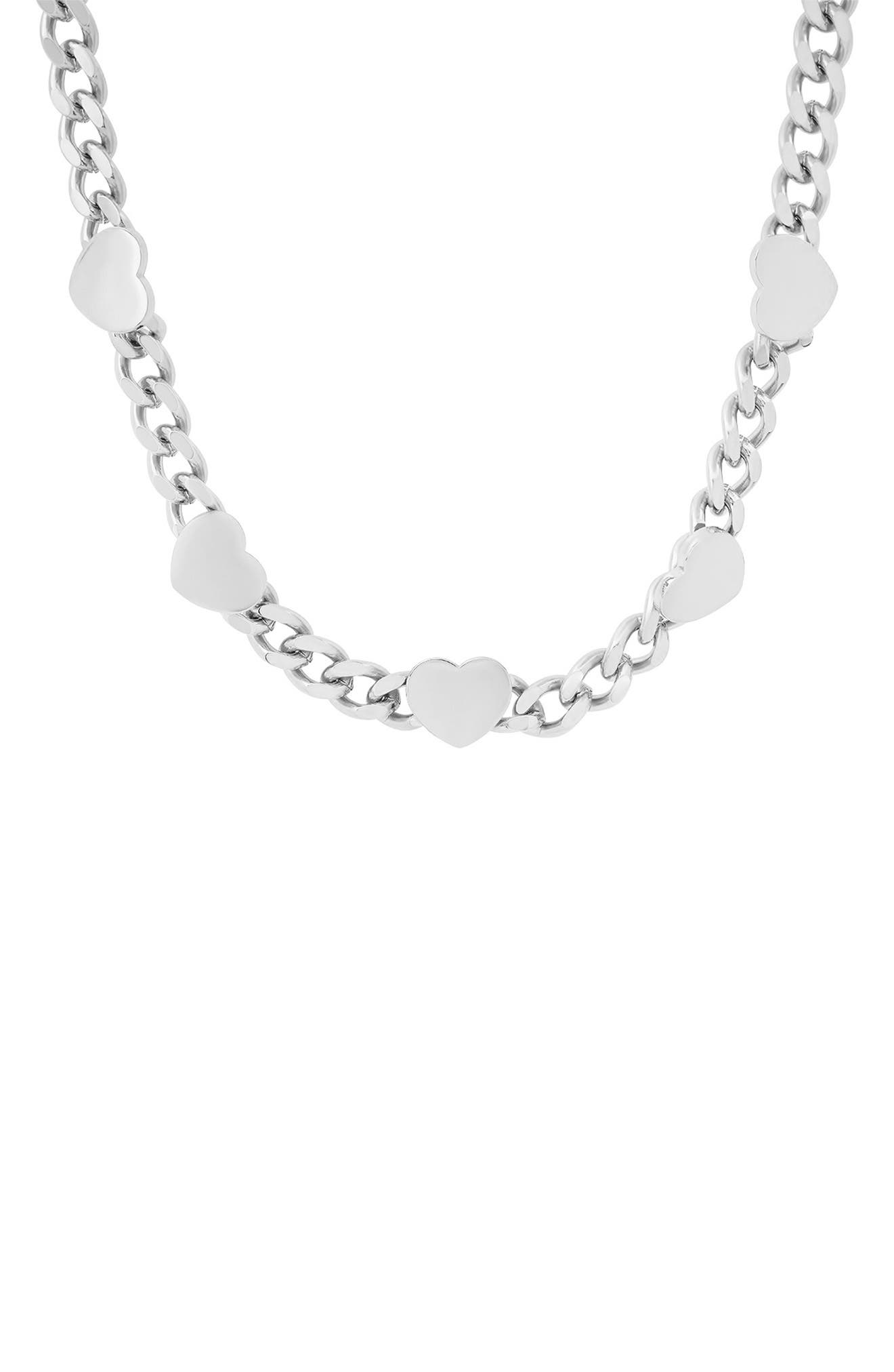 HMY JEWELRY 18K Gold Plated Stainless Steel Heart Chain Necklace