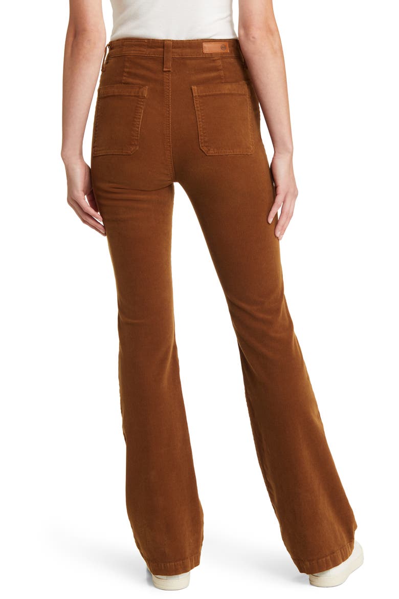Anisten Patch Pocket High Waist Corduroy Flare Pants, Alternate, color, CARAMEL