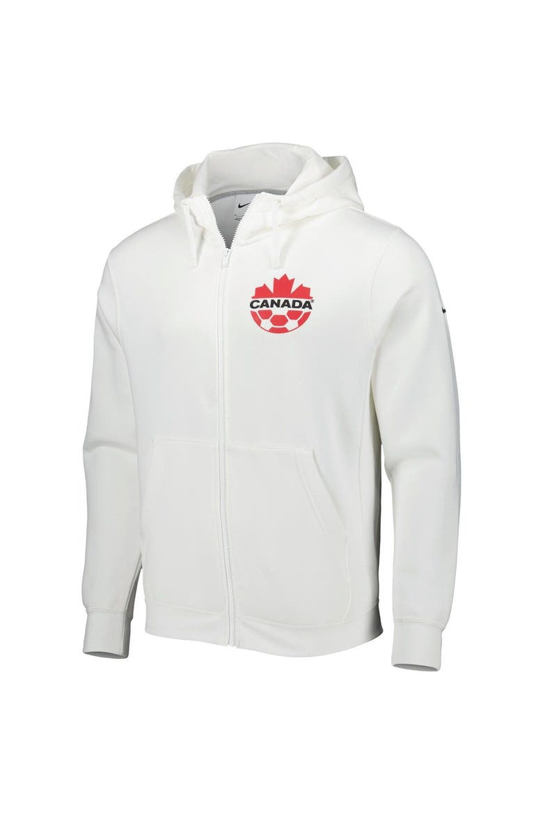 Men's Nike White Canada Soccer Club Fleece Full-Zip Hoodie, Alternate, color, White