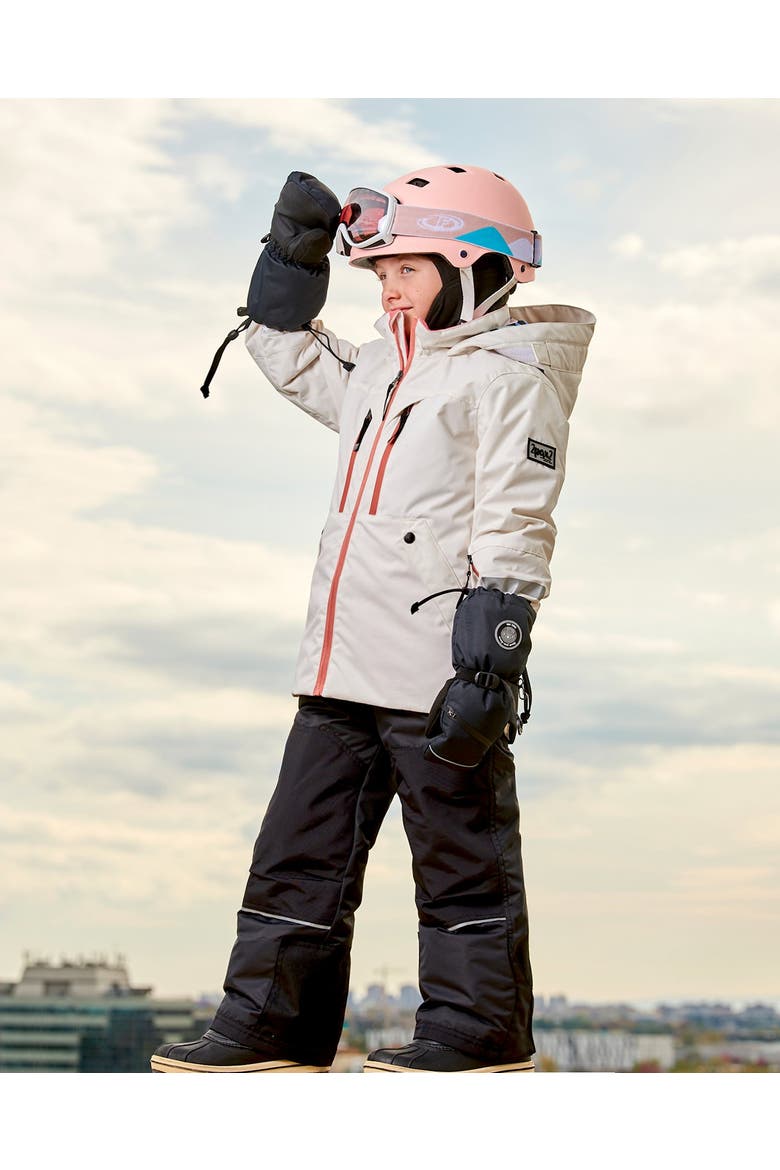 Big Girl's Two Piece Technical Snowsuit Off White With Black, Alternate, color, Whisper White
