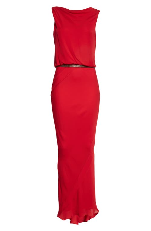 Twp I Remember When Backless Silk Georgette Gown In Red