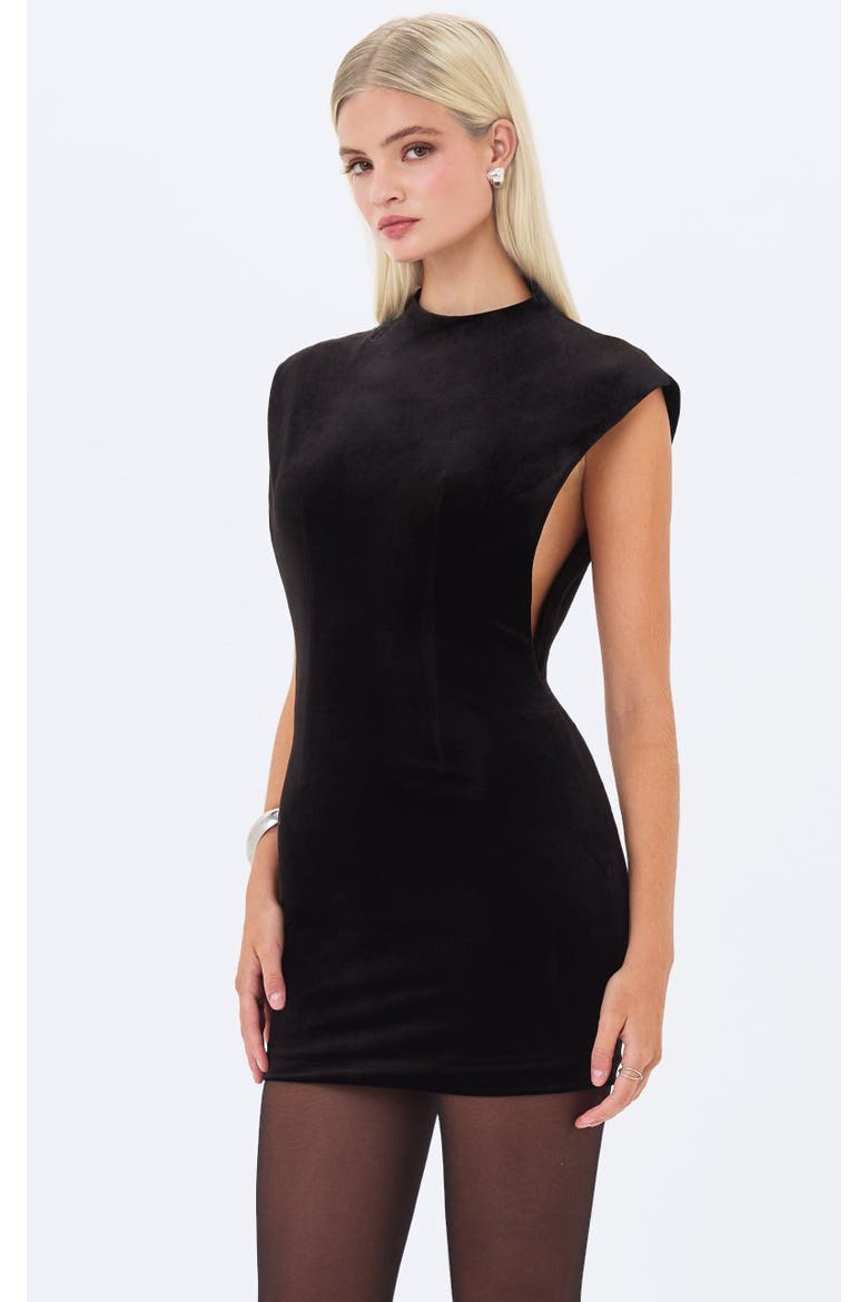 Vienna Velvet Mock Neck Mini Dress, Main, color, Black