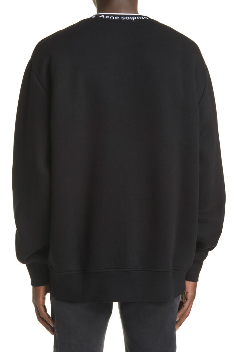 Men's Fulton Logo Rib Crewneck Sweatshirt, Alternate, color, BLACK
