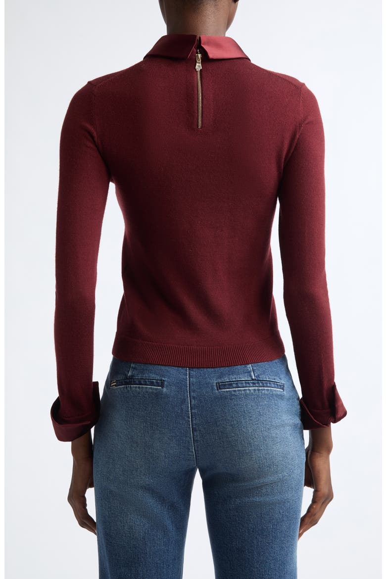 Porla Collared Wool Blend Sweater, Alternate, color, GARNET