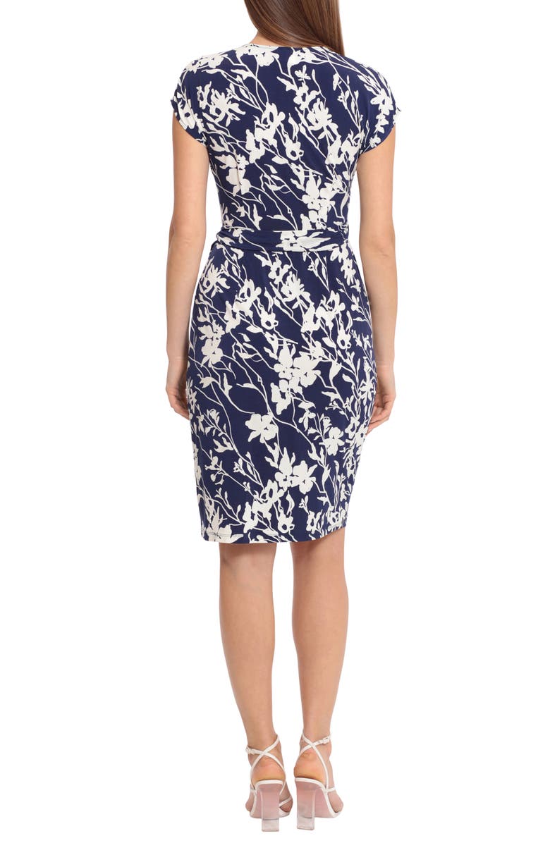Maggy London Short Sleeve Wrap Dress, Alternate, color, Navy/ Ivory