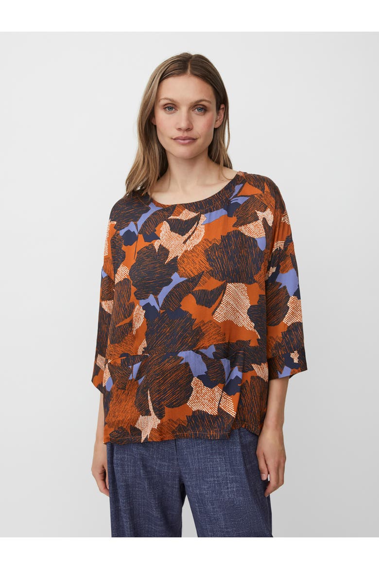 MaBramila 3/4 Sleeve Round Neck Blouse, Main, color, Autumnal