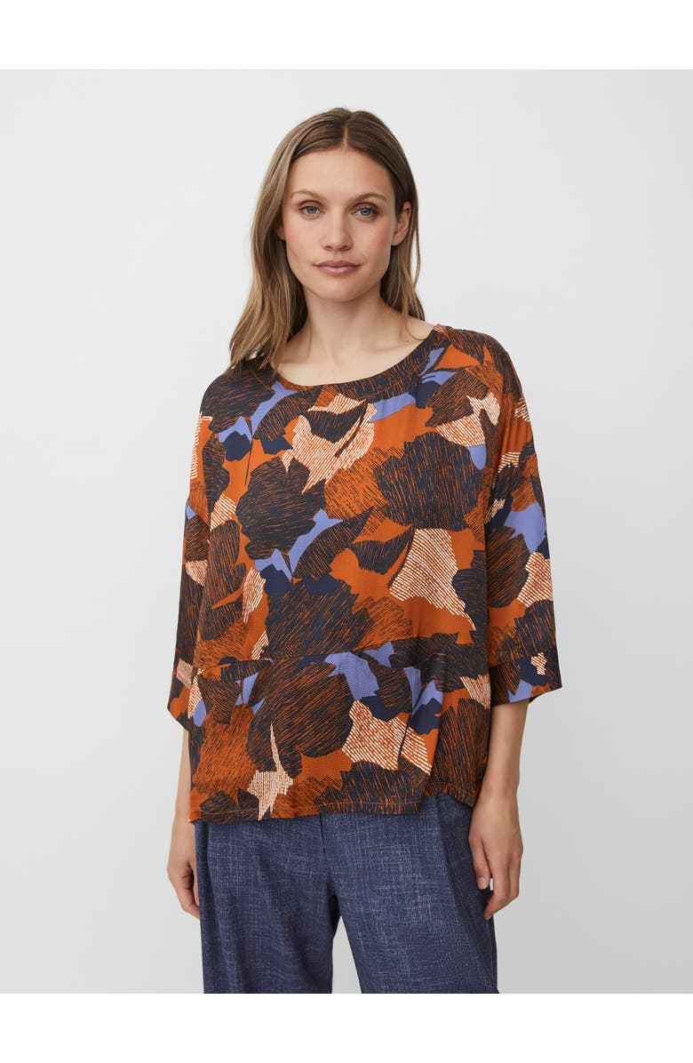 Masai Copenhagen MaBramila 3/4 Sleeve Round Neck Blouse, Main, color, Autumnal
