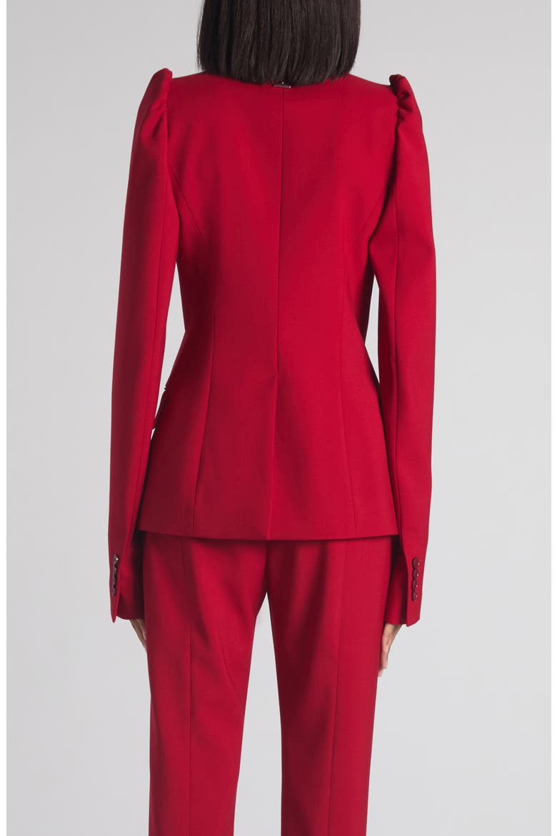 One-Button Wool Grain de Poudre Jacket, Alternate, color, CRIMSON