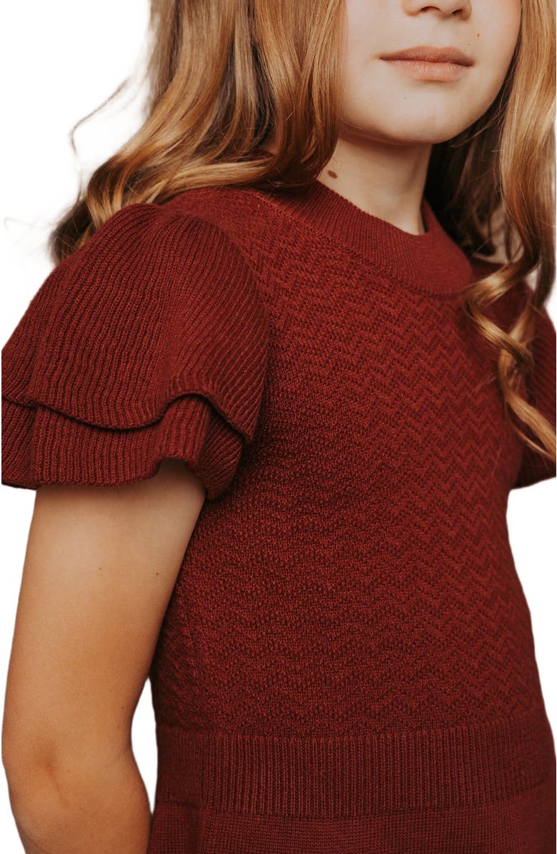 Hope & Henry Girls' Organic Flutter Sleeve Sweater Dress, Toddler, Alternate, color, 