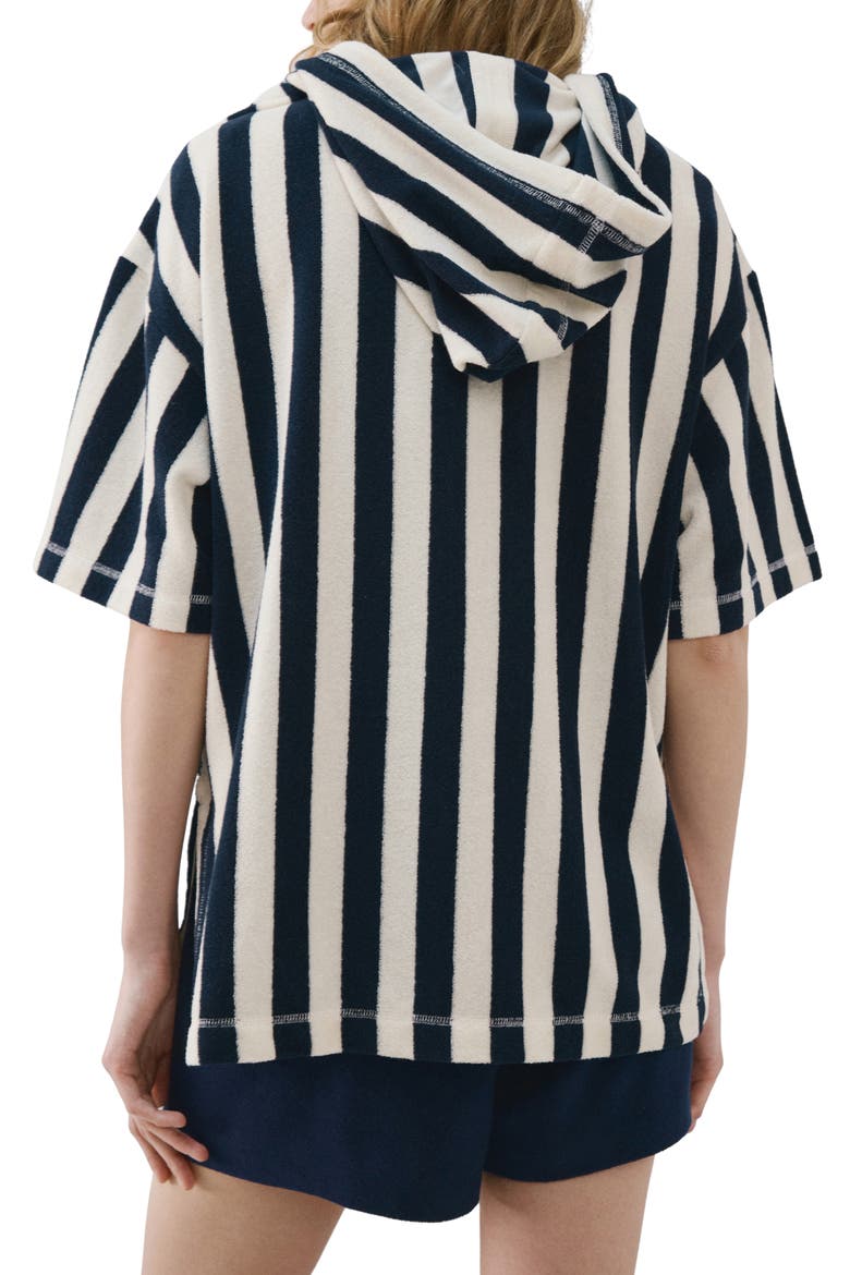 Hooded Cotton Blend Pajama Shirt, Alternate, color, BLUE