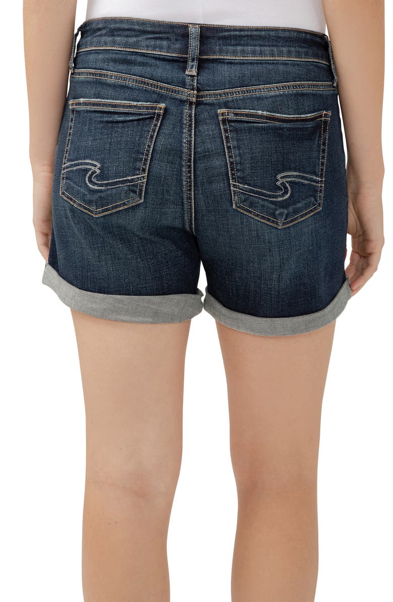 Silver Jeans Co. Elyse Curvy Mid Rise Denim Shorts, Alternate, color, Indigo