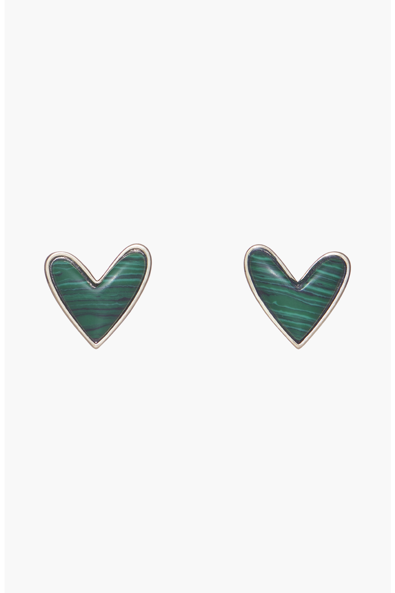 Malachite Sweetheart Stud Earrings, Main, color, Malachite