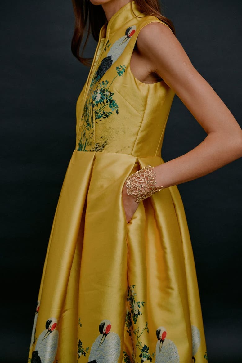 Royal Crane Dress, Alternate, color, Yellow