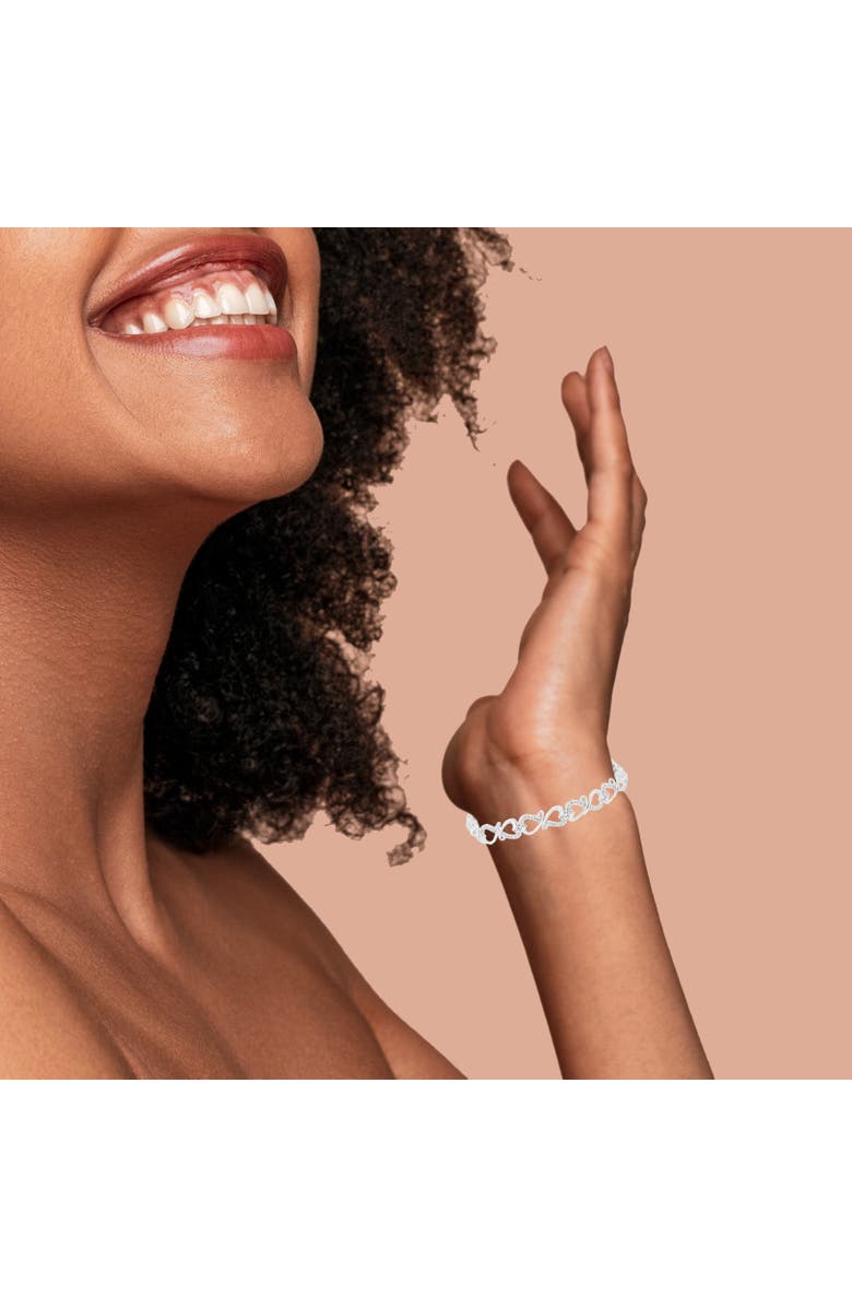 Haus of Brilliance Silver 1/3 Cttw Round-Cut Diamond Double Heart Infinity Link 7.25" Bracelet, Alternate, color, White