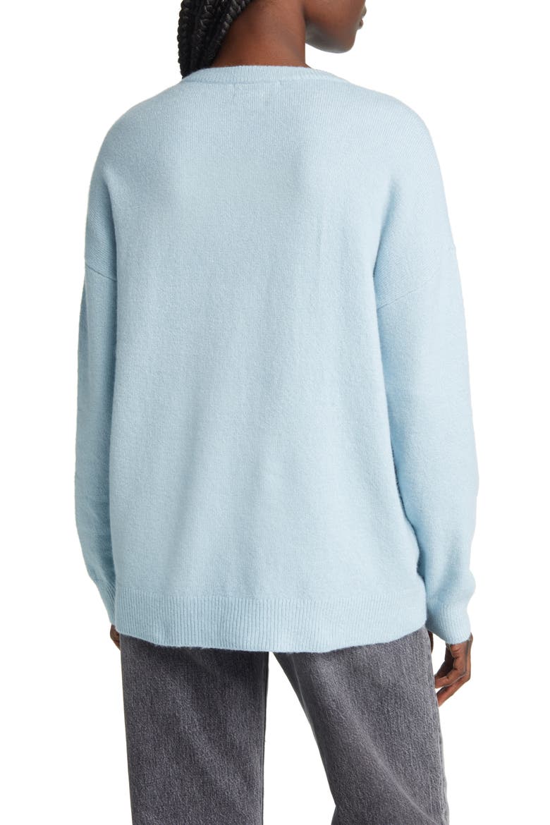 Organic Cotton Blend Crewneck Sweater, Alternate, color, BLUE BASALT