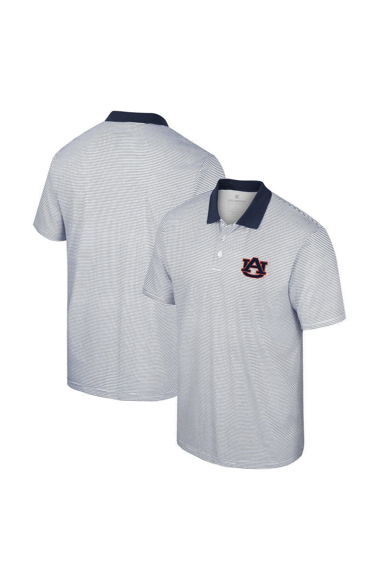COLOSSEUM Men's Colosseum White/Navy Auburn Tigers Print Stripe Polo, Alternate, color, White