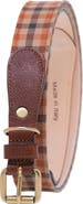Ghurka Classic check twill genuine leather trim belt