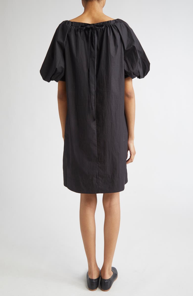 Lafayette 148 New York Gathered Neck Travel Cotton Blend Dress, Alternate, color, Black