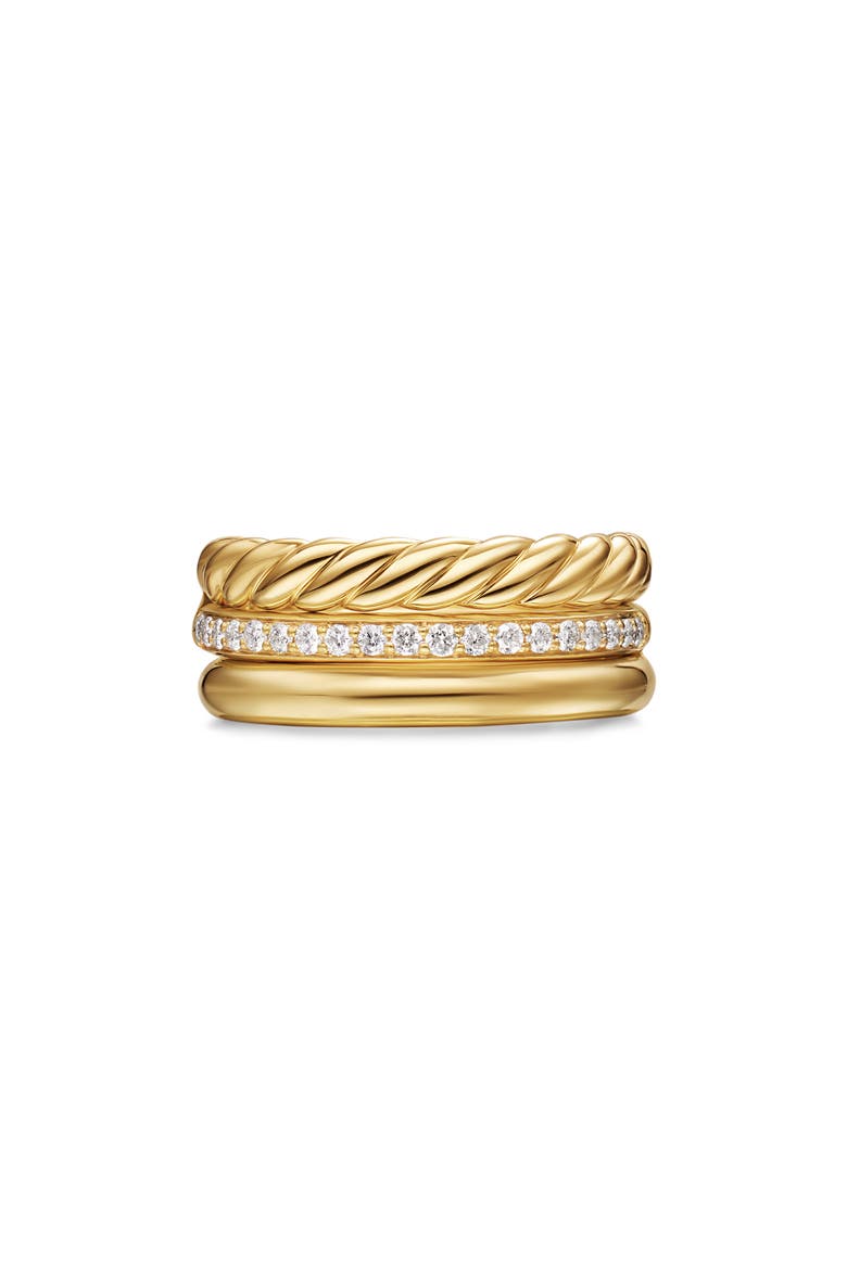 DY Mercer® Three Row Ring in 18K Yellow Gold with Diamonds, 8.9mm, Alternate, color, DIAMOND/ GOLD