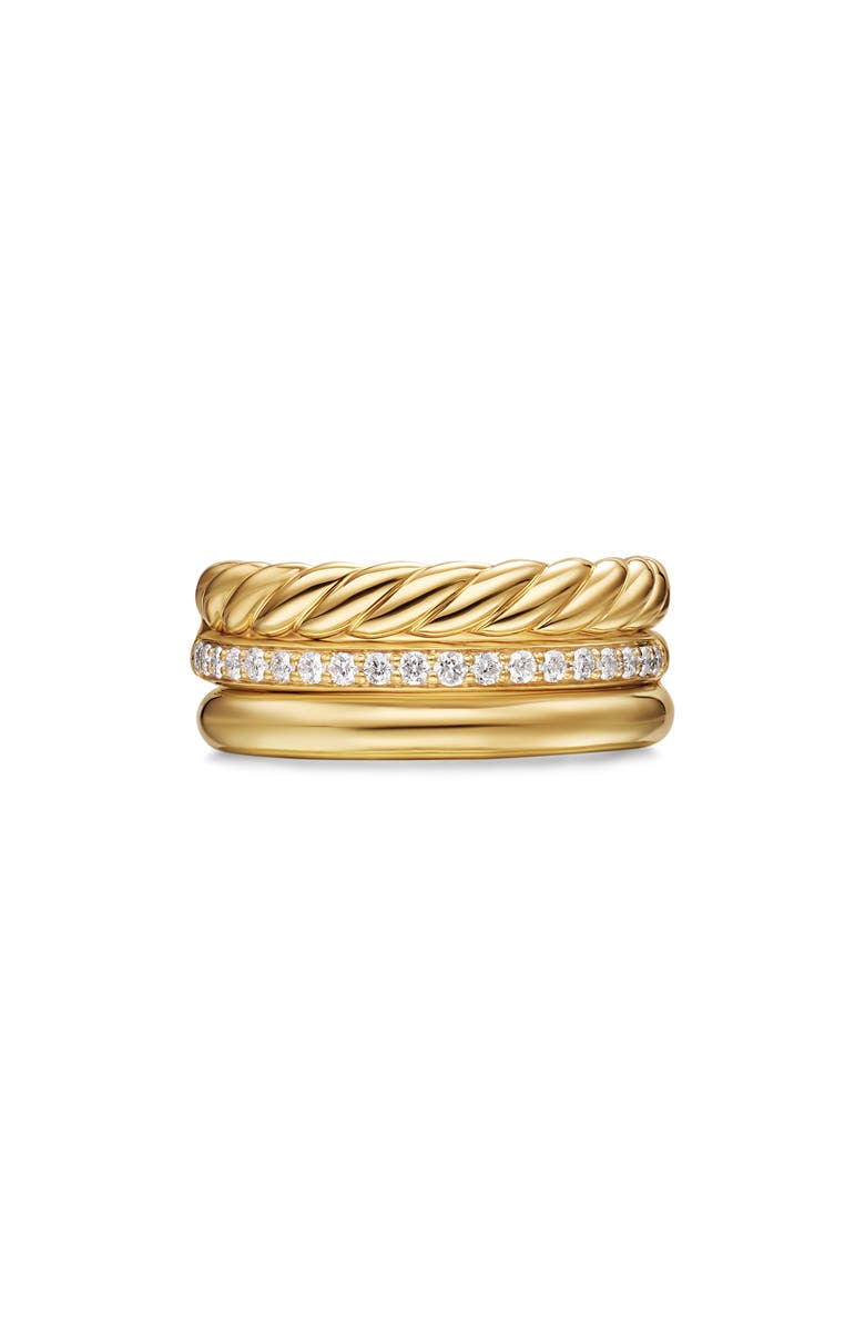 David Yurman DY Mercer<sup>®</sup> Three Row Ring in 18K Yellow Gold with Diamonds, 8.9mm, Alternate, color, Diamond/ Gold