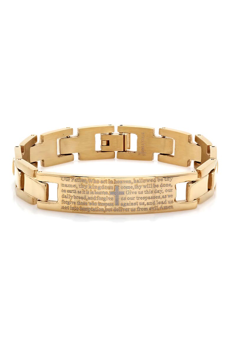 18k Gold Plated Lord's Prayer Link Bracelet, Main, color, GOLD