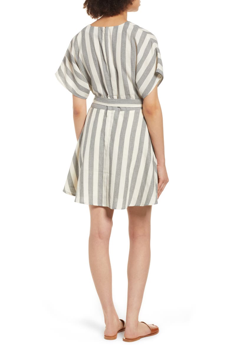 Stripe Cotton Wrap Dress, Alternate, color, BLACK STRIPE