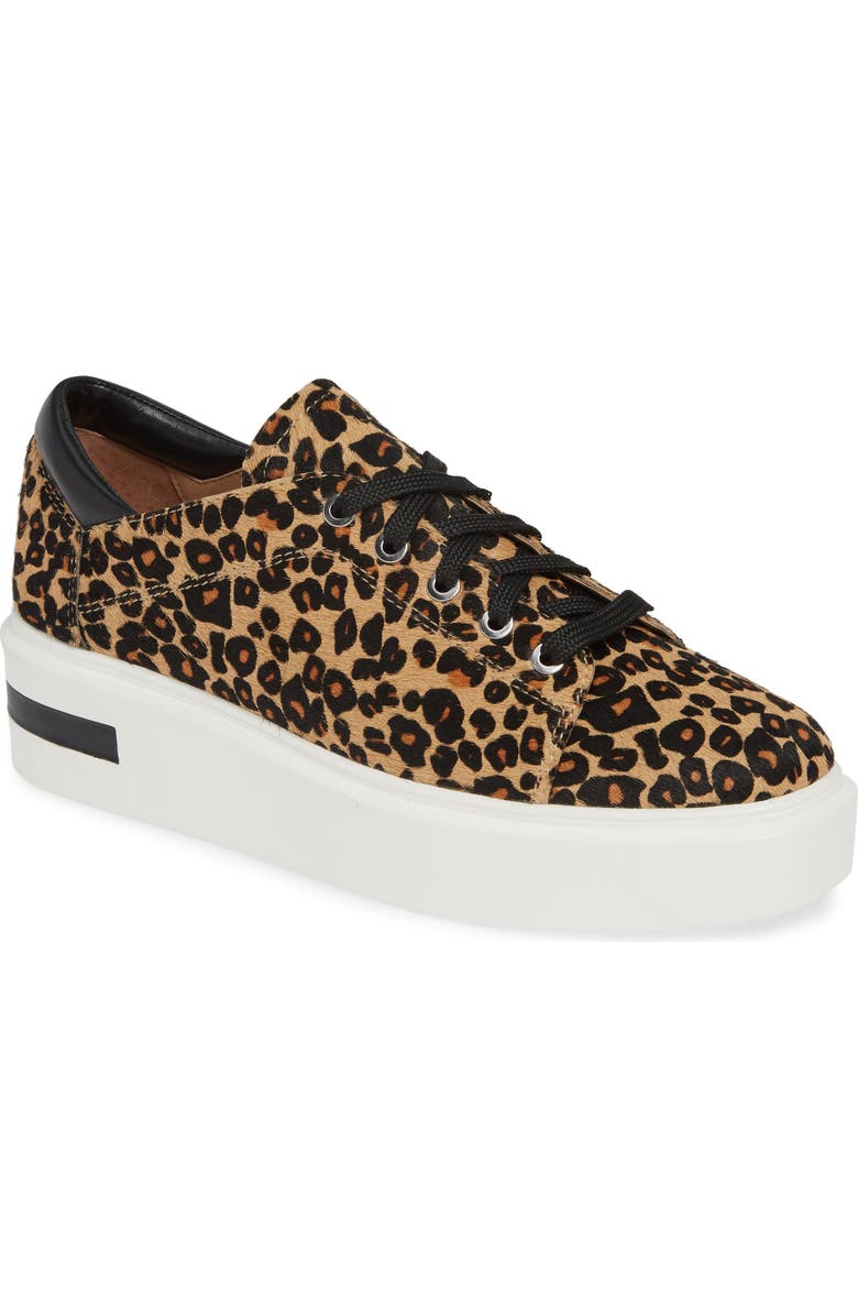 Linea Paolo Kendra Platform Sneaker, Main, color, Sand Black Leopard Print Hair Calf
