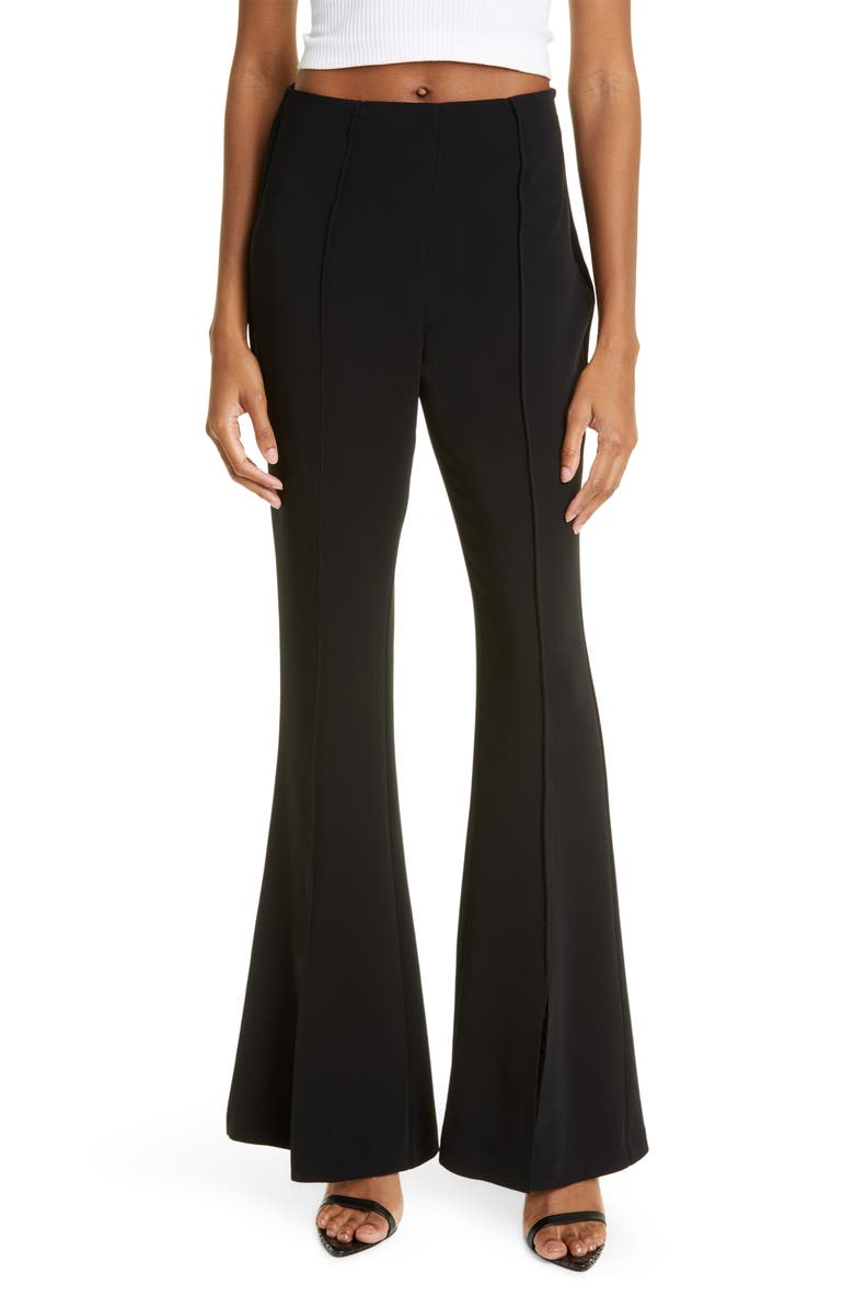 Cinq à Sept Billie Split Hem Flare Trousers, Main, color, Black