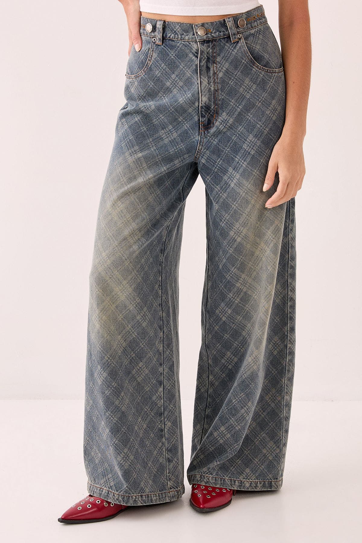 Nasty Gal Denim Distressed Straight Leg Jeans In Blue