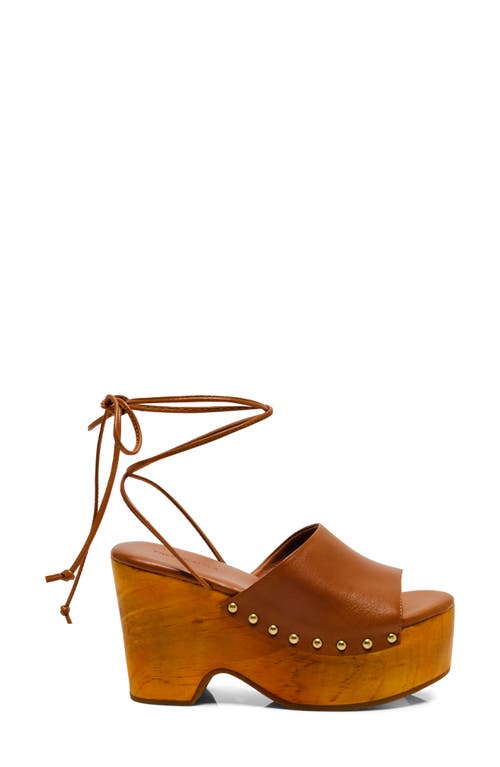 Free People Front Row Ankle Wrap Platform Sandal In Luggage Suede