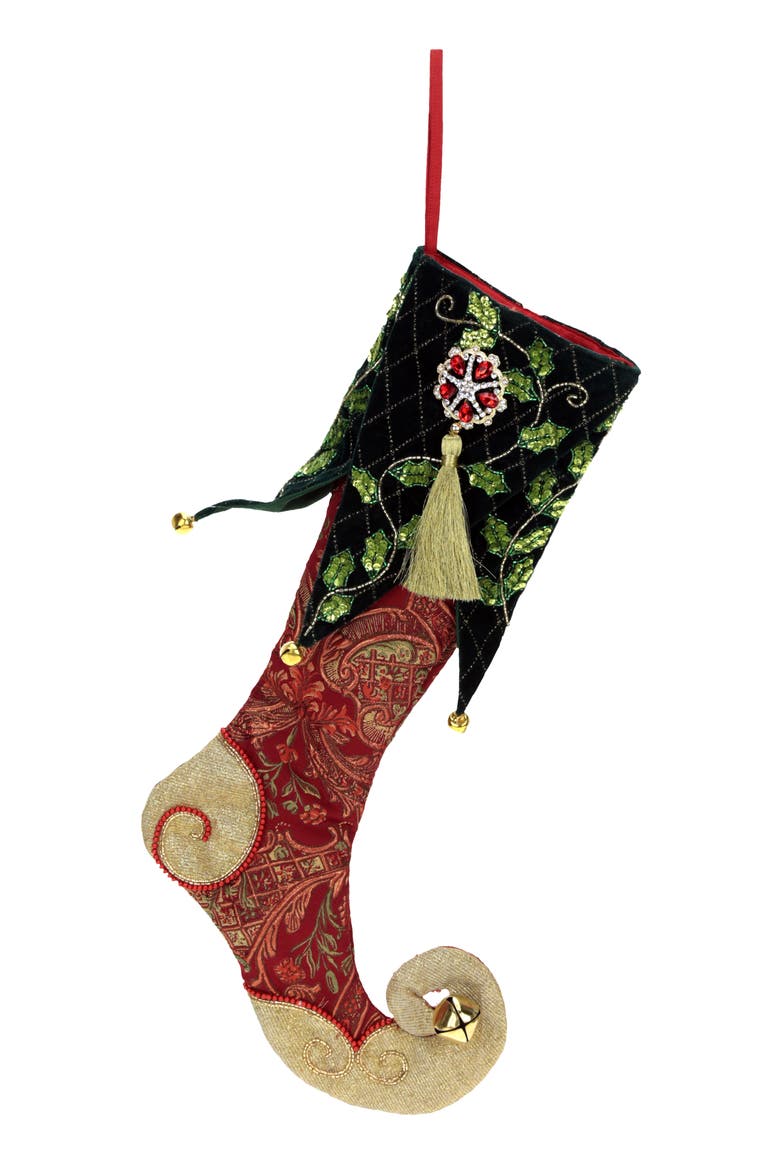 Christmas Jester Stocking, Main, color, Green